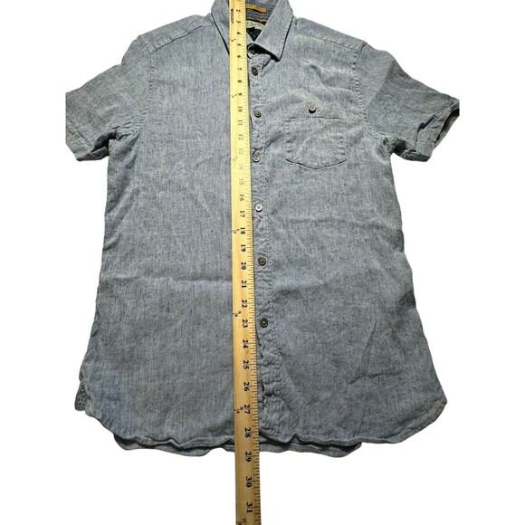 Ted Baker Mens 3 Linen Light Blue Short Sleeves Button Down Shirt Pockets #MN6-5 - Picture 5 of 9
